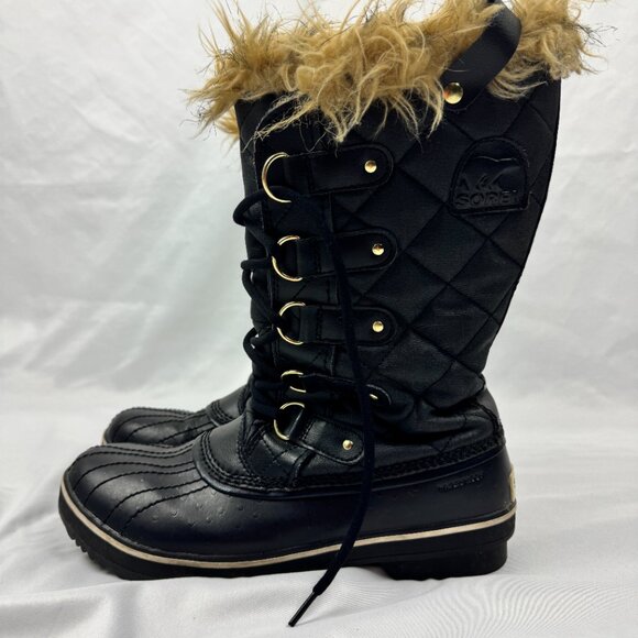 Sorel Size 10.5 Joan of Arctic Black Waterproof Boots Lace Up Winter Boots - Picture 2 of 5